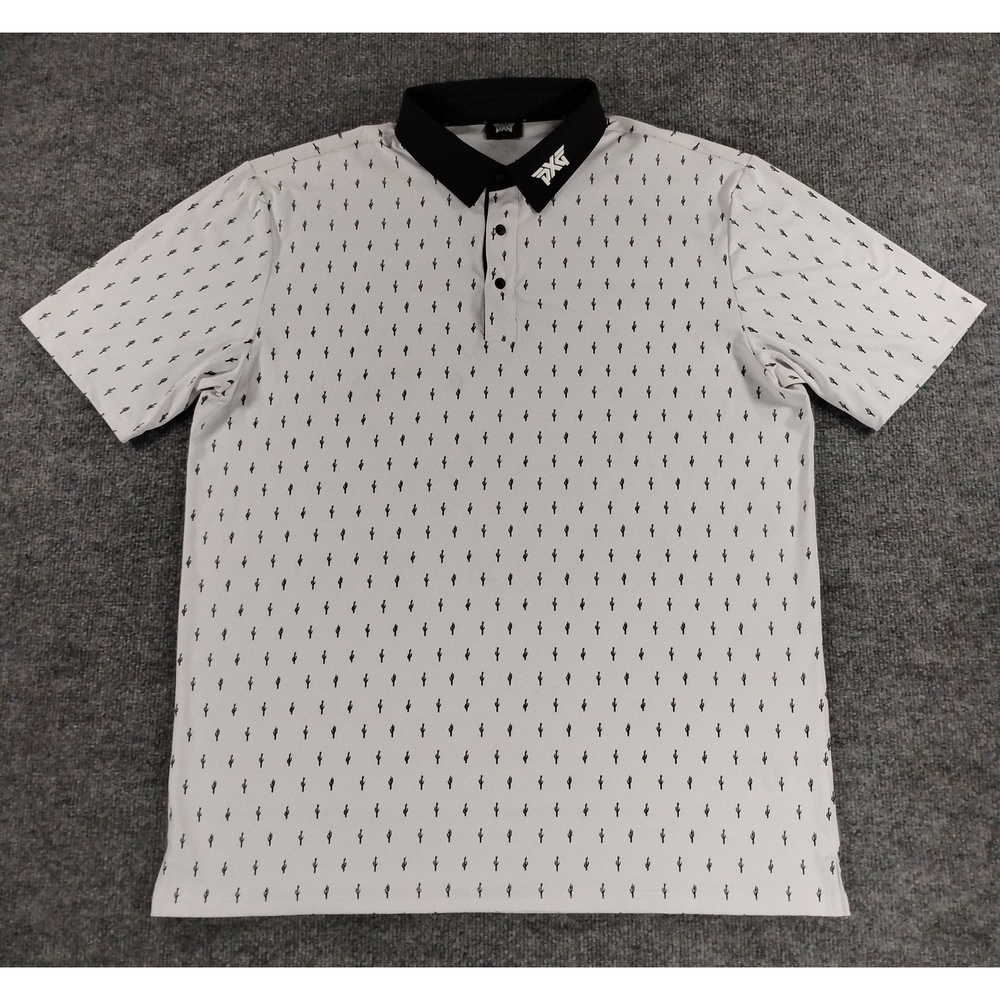 Preppy Resortwear PXG Golf Polo Shirt Size L Nylon Elastane Cactus Print Top